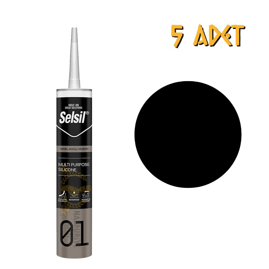 Selsil Genel Amaçlı Silikon SİYAH 280 gr. - 5 Adet