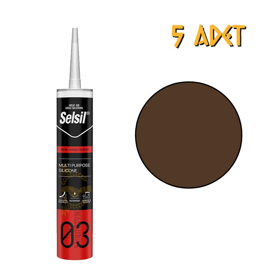 Selsil Genel Amaçlı Silikon KAHVERENGİ 322 gr. - 5 Adet