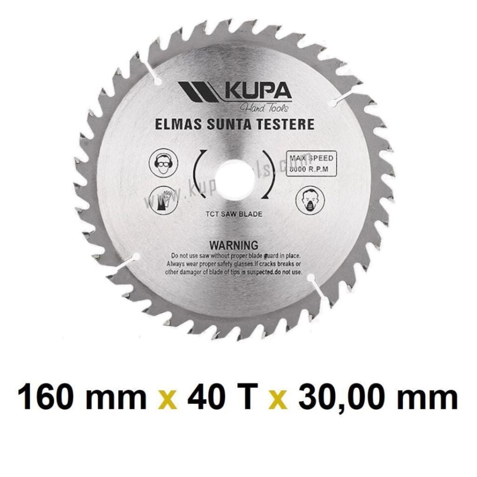 Kupa Ahşap Sunta Elmas Testere 160 mm X 40T X 30 mm.