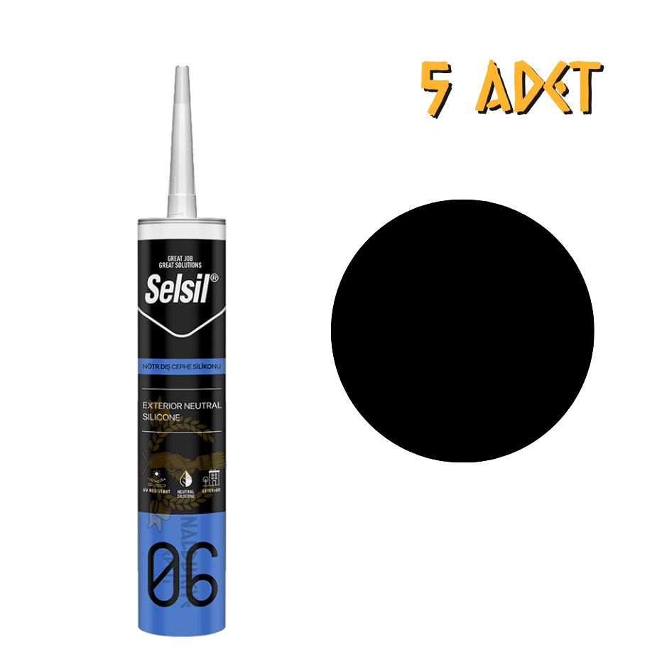 Selsil Dış Cephe Nötr Silikon SİYAH 300 ml. - 5 Adet