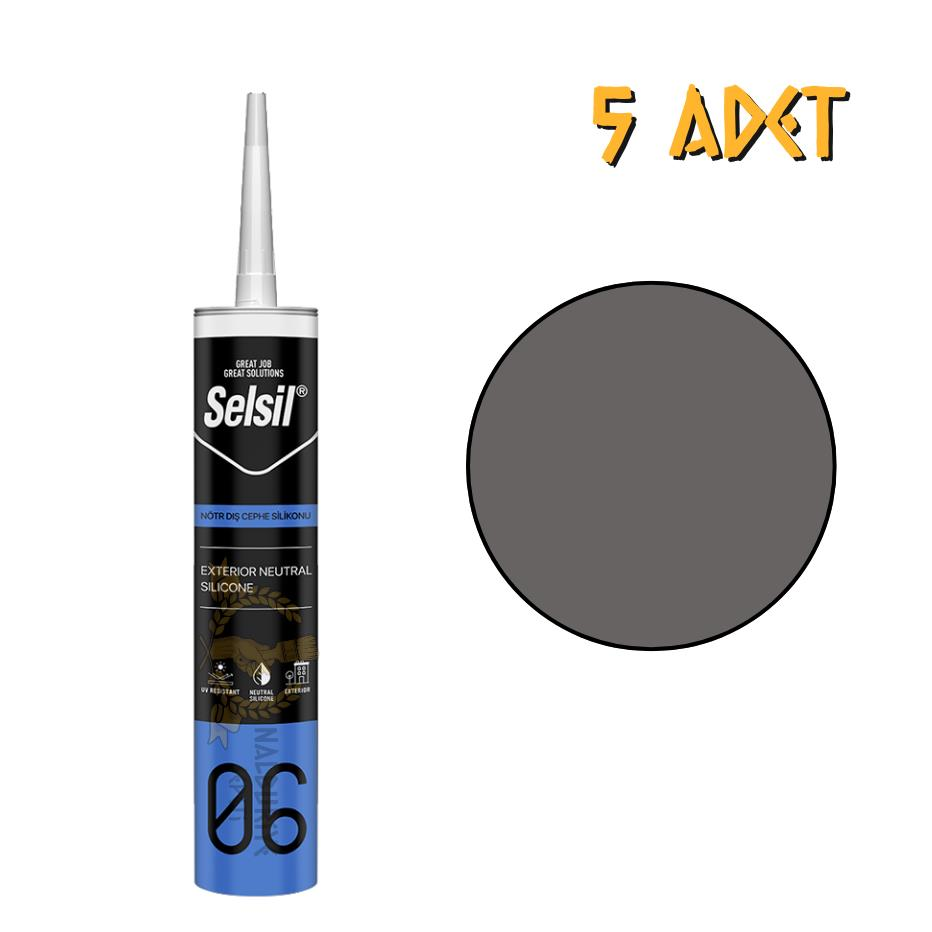 Selsil Dış Cephe Nötr Silikon ANTRASİT GRİ 300 ml. - 5 Adet