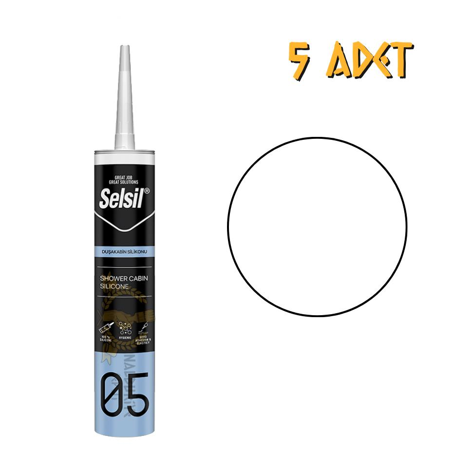 Selsil Mutfak Banyo Duşakabin Silikonu BEYAZ 280 ml. - 5 Adet