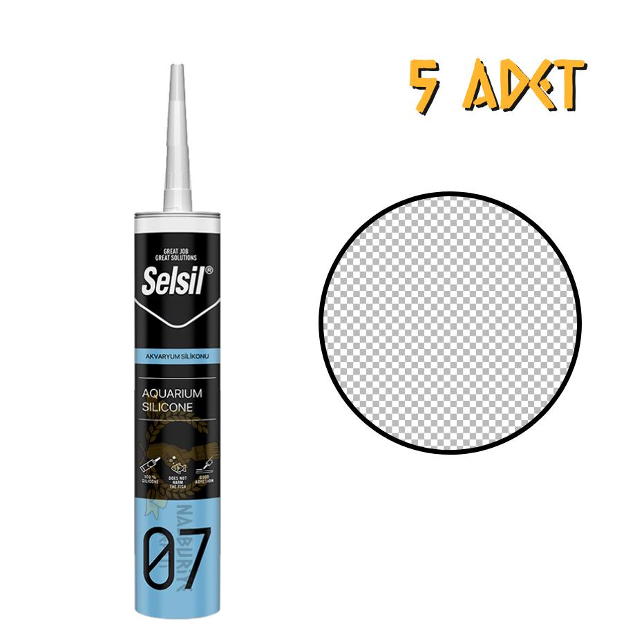 Selsil Suya Dayanıklı Akvaryum Silikonu ŞEFFAF 280 ml.  - 5 Adet