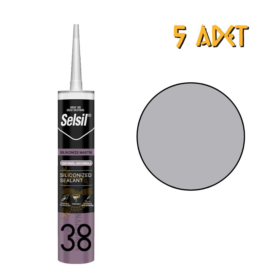 Selsil Silikonize Mastik GRİ 500 gr. - 5 Adet