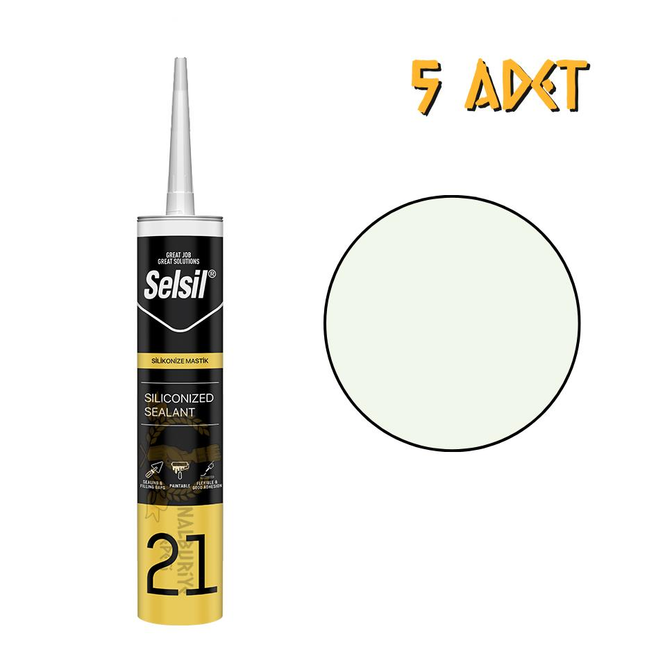 Selsil Silikonize Mastik AÇIK MEŞE 500 gr. - 5 Adet