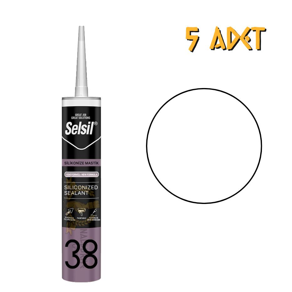 Selsil Silikonize Mastik BEYAZ 500 gr. - 5 Adet