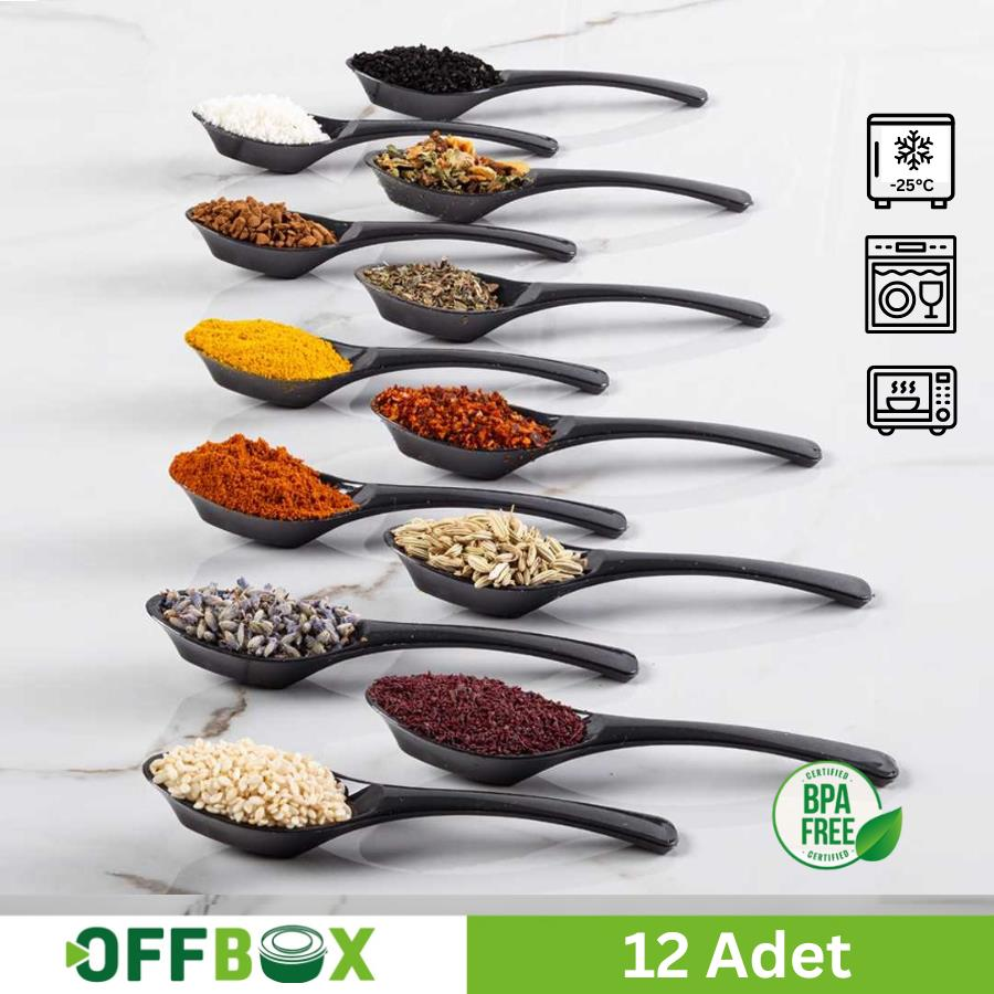 Offbox Mini Baharat Kaşığı Antrasit - 12 Adet