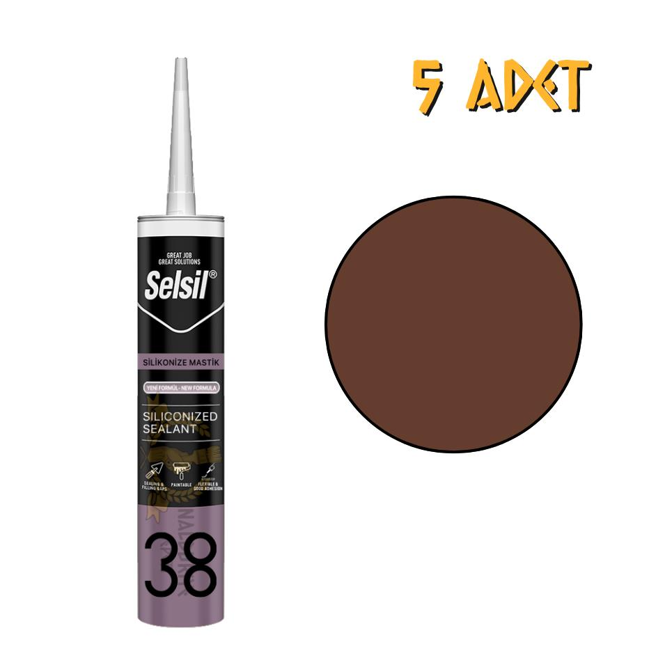 Selsil Silikonize Mastik KAHVERENGİ 500 gr. - 5 Adet