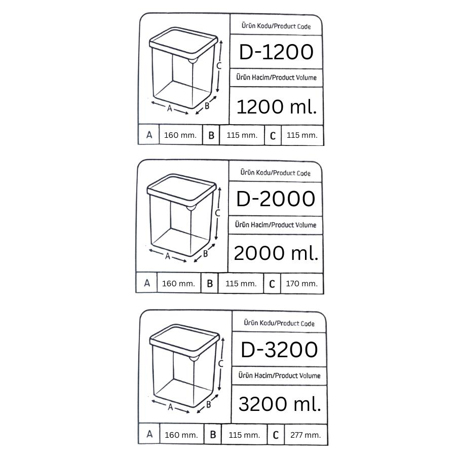Offbox Dikdörtgen Bakliyat Baharat Gıda Saklama Kabı - 3 Çeşit - 18 Adet