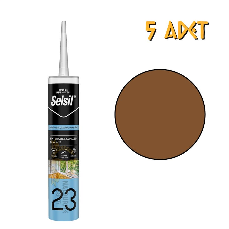 Selsil Yağmura Dayanıklı Silikonize Mastik ALTIN MEŞE 485 gr. - 5 Adet