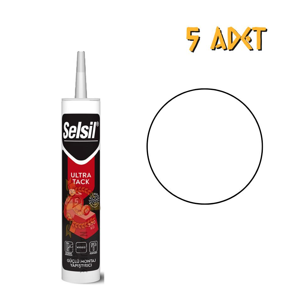Selsil Ultra Tack Güçlü Korniş Yapıştırıcı BEYAZ 290 ml. - 5 Adet