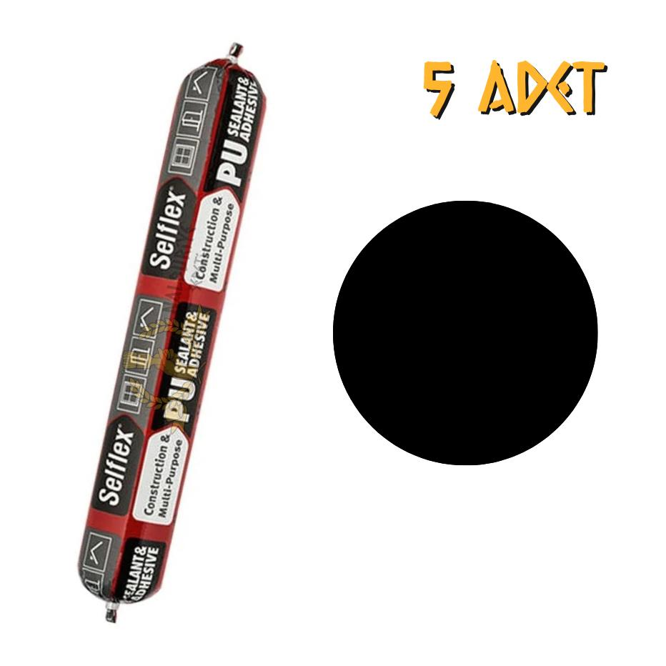 Selsil Poliüretan Sosis Mastik Yapıştırıcı PU50 SİYAH 600 ml. - 5 Adet